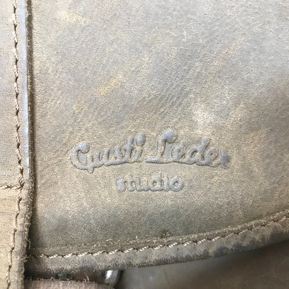 Gusti Leder Studio Brown Distressed Leather Canvas Rucksack Backpack Unisex